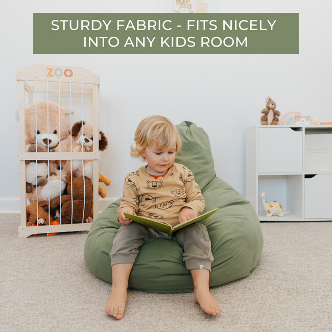Stuffed Animal Storage Bean Bag Chair Cover for Kids, Sage - Kids Seating - 4