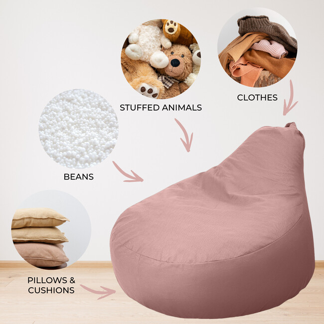 Stuffed Animal Storage Bean Bag Chair Cover for Kids, Pink - Kids Seating - 5