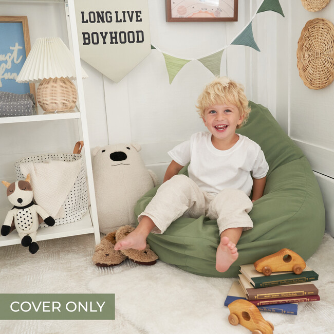 Stuffed Animal Storage Bean Bag Chair Cover for Kids, Sage - Kids Seating - 6