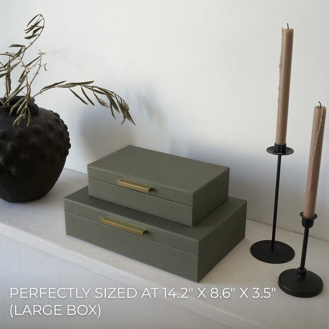 Decorative Storage Boxes with Lids Set of 2 - Sage Green - Storage - 5