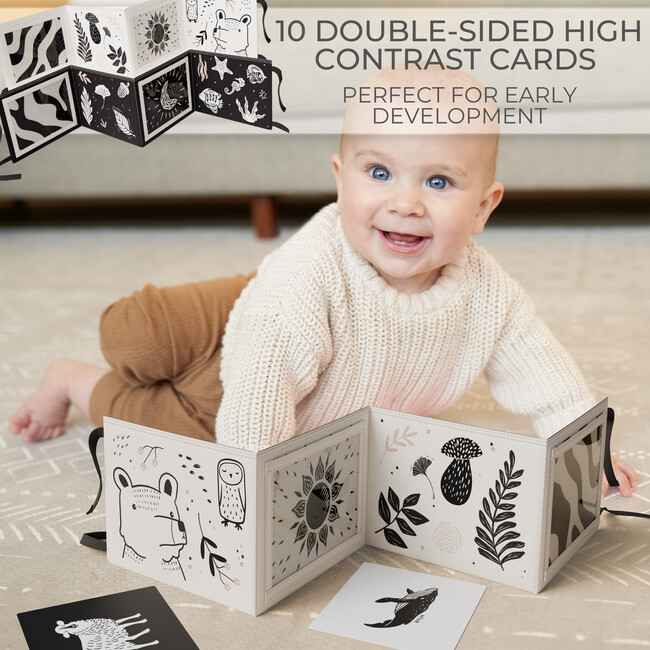 Soft Tummy Time Book w/ Stimulating Baby Safe Mirror, Black & White - Developmental Toys - 4