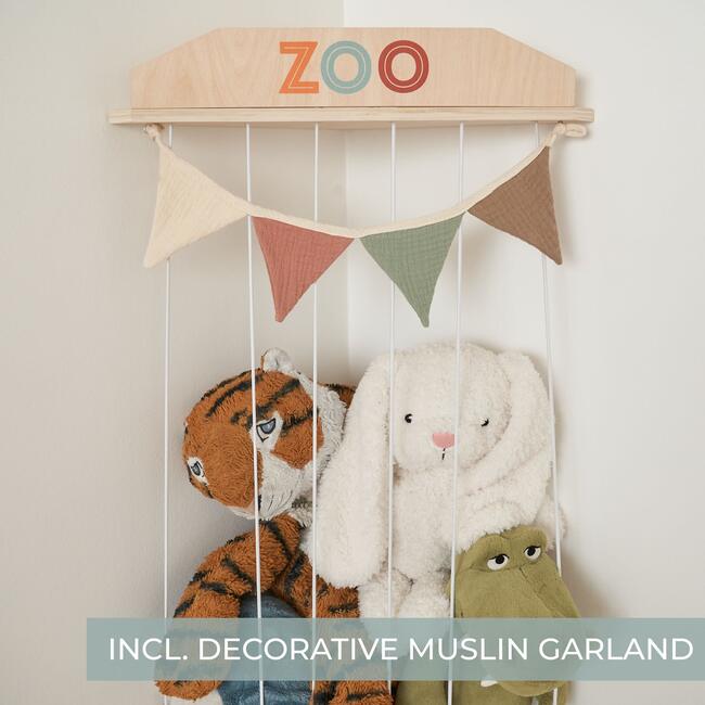 Stuffed Animal Storage Zoo with Decorative Muslin Garland - Storage - 5