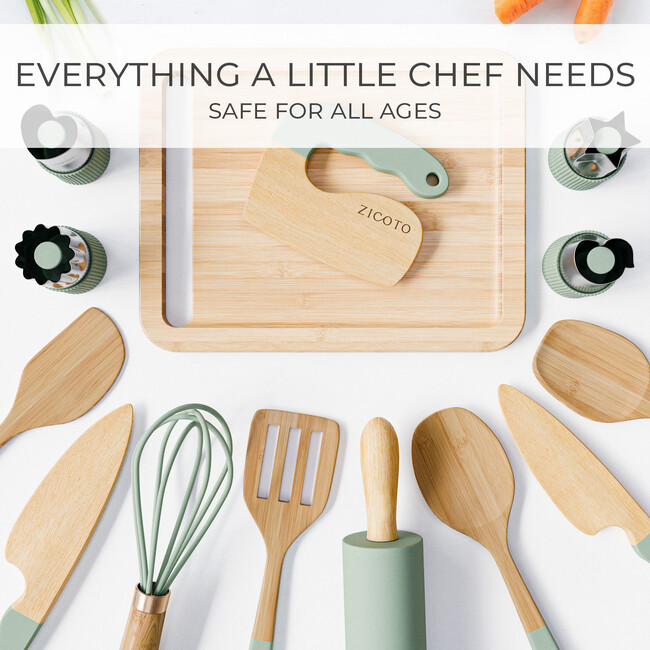 Wooden Cooking & Baking Set for Kids, Sage Green - Play Kits - 7