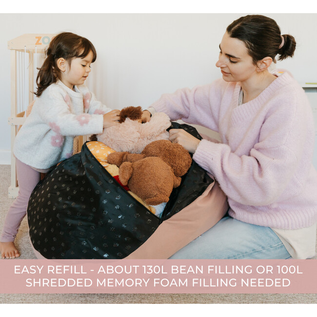 Stuffed Animal Storage Bean Bag Chair Cover for Kids, Pink - Kids Seating - 7