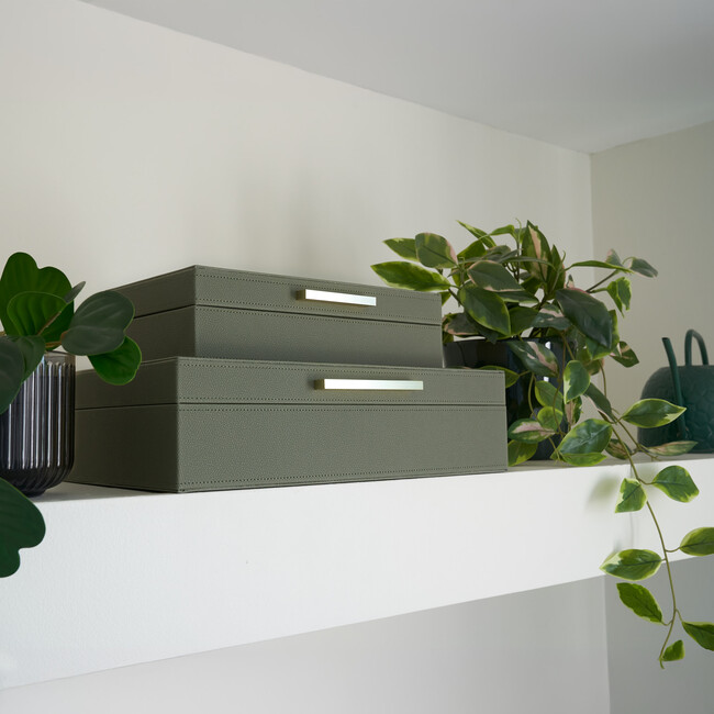 Decorative Storage Boxes with Lids Set of 2 - Sage Green - Storage - 7