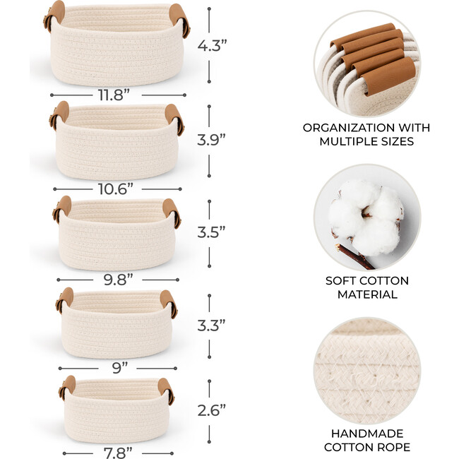 Beautiful Storage Basket Set of 5, Beige