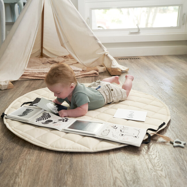 Soft Tummy Time Book w/ Stimulating Baby Safe Mirror, Black & White - Developmental Toys - 7
