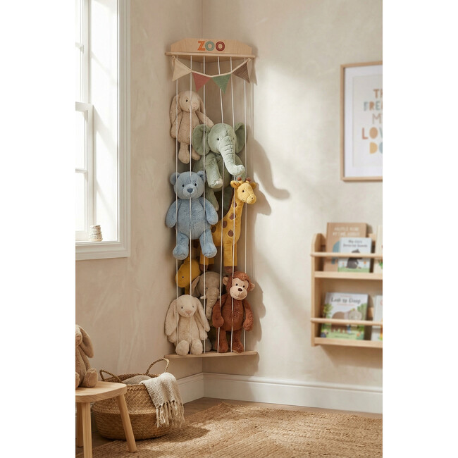 Stuffed Animal Storage Zoo with Decorative Muslin Garland - Storage - 8