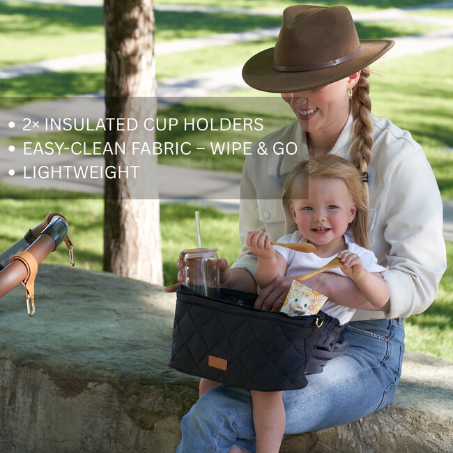 Beautiful Stroller Caddy Organizer With 2 Cup Holders, Black - Stroller Accessories - 4