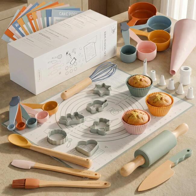 Wooden Baking Set for Kids, Colorful - Play Kits - 8