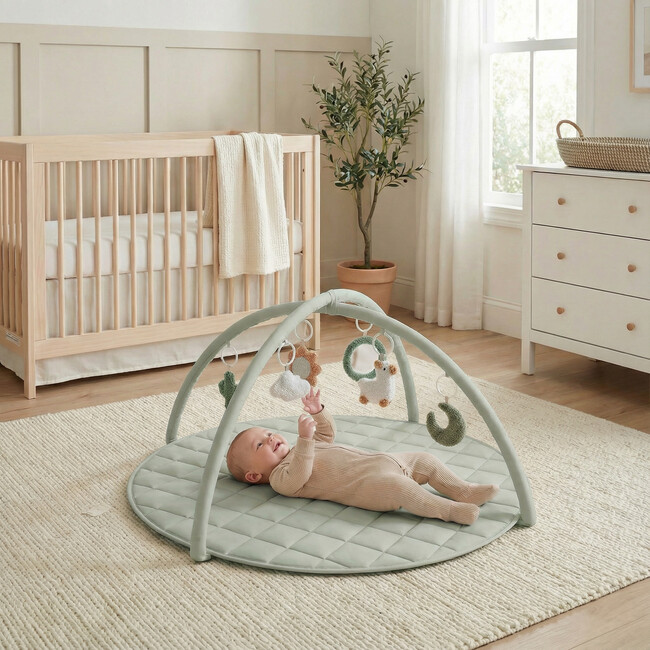 Beautiful Baby Play Gym and Tummy Time Mat, Sage Green