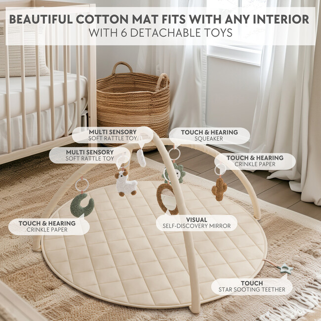 Beautiful Baby Play Gym and Tummy Time Mat, Beige - Activity Gyms - 5