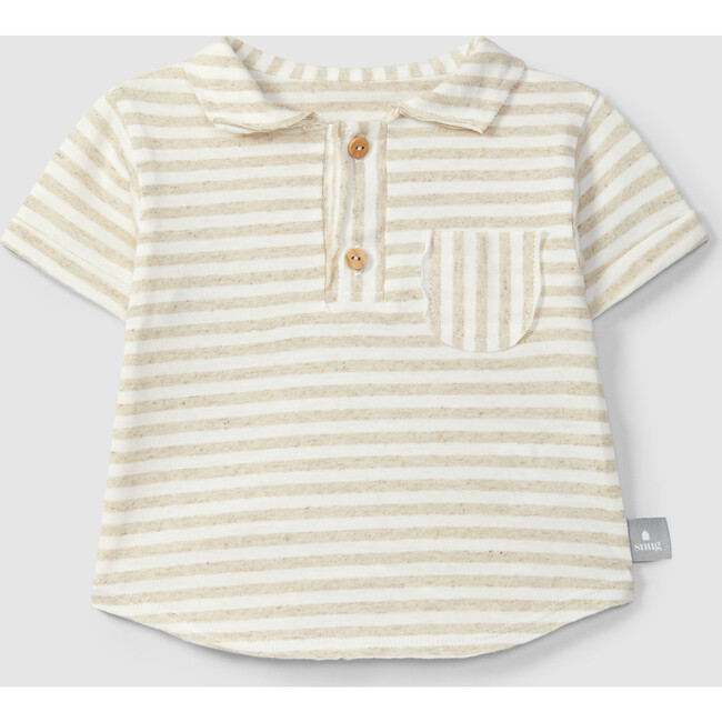 Striped Polo T-Shirt, Cream