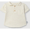 Striped Polo T-Shirt, Cream - Polo Shirts - 1 - thumbnail