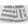 Stripe Pull On Shorts, Indigo Cream - Shorts - 1 - thumbnail
