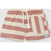 Stripe Pull On Shorts, Terracotta Cream - Shorts - 1 - thumbnail