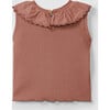 Ruffle Collar Ribbed Tank, Terracotta - Tank Tops - 2 - thumbnail
