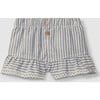 Pinstripe Ruffle Shorts, Indigo - Shorts - 1 - thumbnail