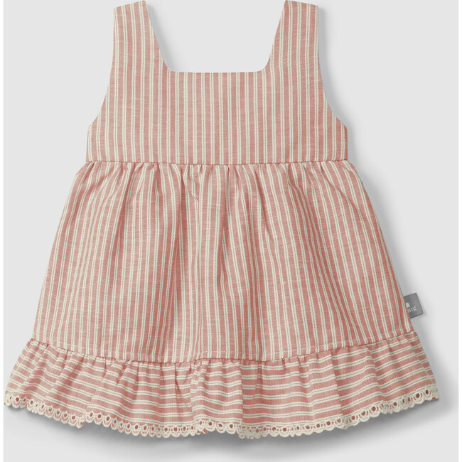 Pinstripe Open Back Dress, Terracotta