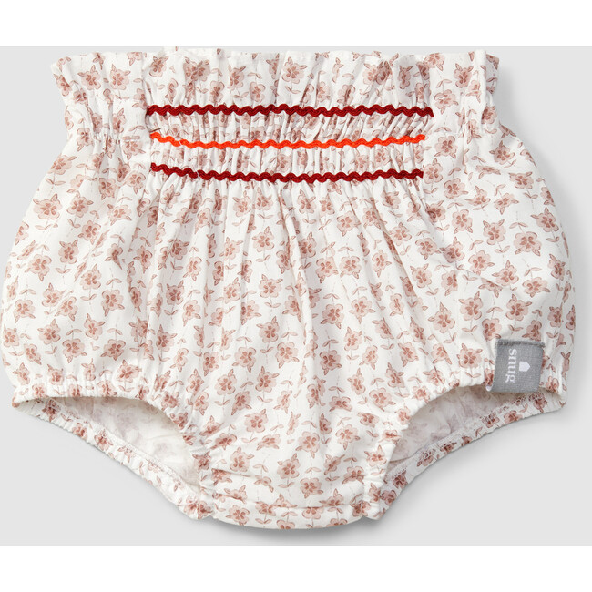 Floral Print Cinched Accent Bloomers, Old Rose