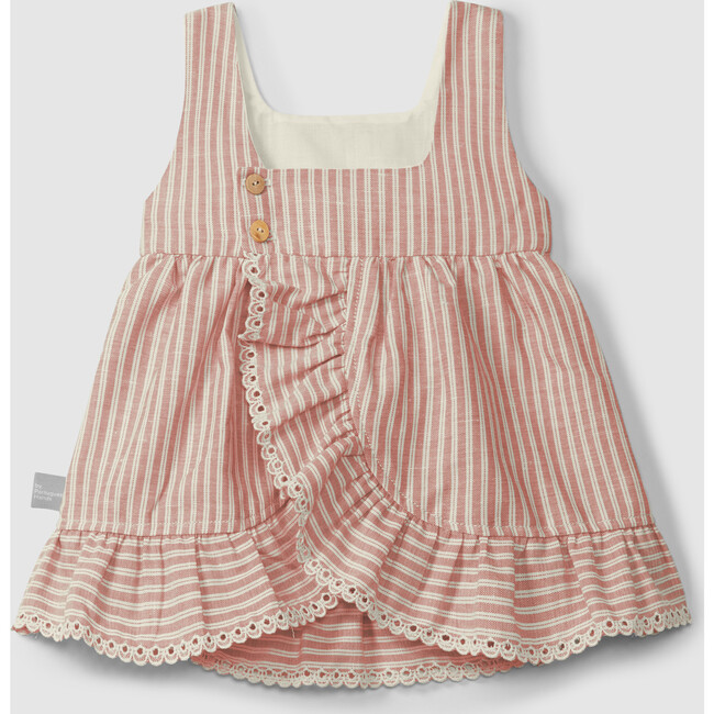 Pinstripe Open Back Dress, Terracotta