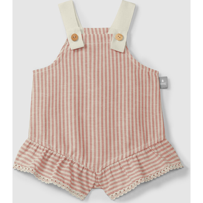 Pinstripe Ruffle Romper, Terracotta