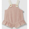 Pinstripe Ruffle Romper, Terracotta - Rompers - 1 - thumbnail