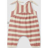 Pull On Stripe Jumpsuit, Terracotta Cream - Rompers - 2 - thumbnail
