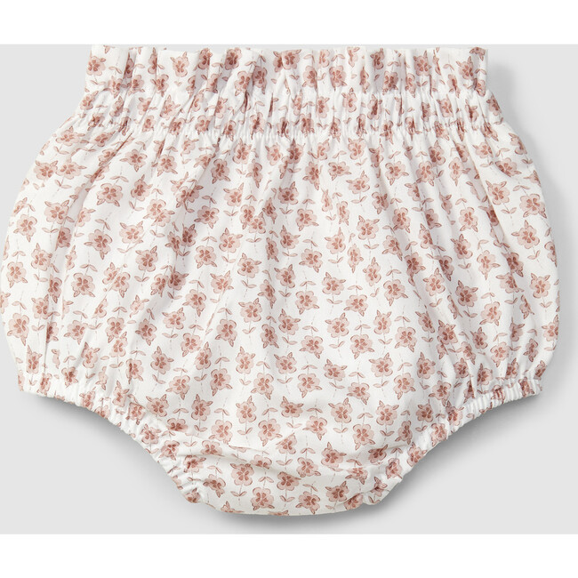 Floral Print Cinched Accent Bloomers, Old Rose