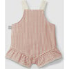 Pinstripe Ruffle Romper, Terracotta - Rompers - 2 - thumbnail