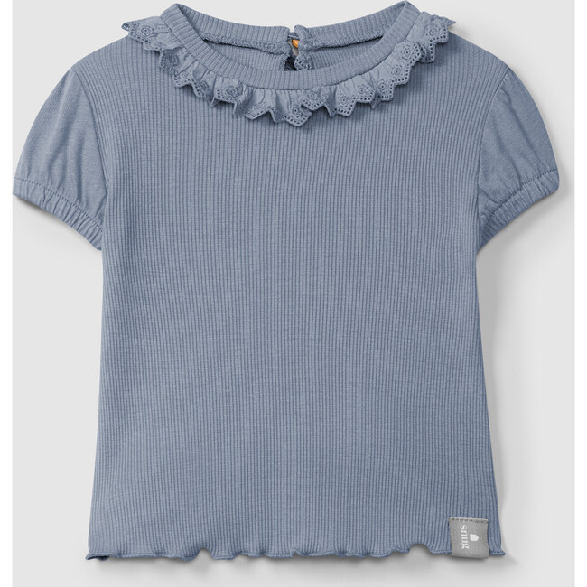 Cap Sleeve Ruffle Collar Top, Indigo