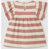Flutter Sleeve Stripe Dress, Terracotta Cream - Dresses - 2