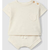 2 Piece T-Shirt And Short Set, Cream - Mixed Apparel Set - 1 - thumbnail
