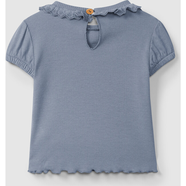 Cap Sleeve Ruffle Collar Top, Indigo