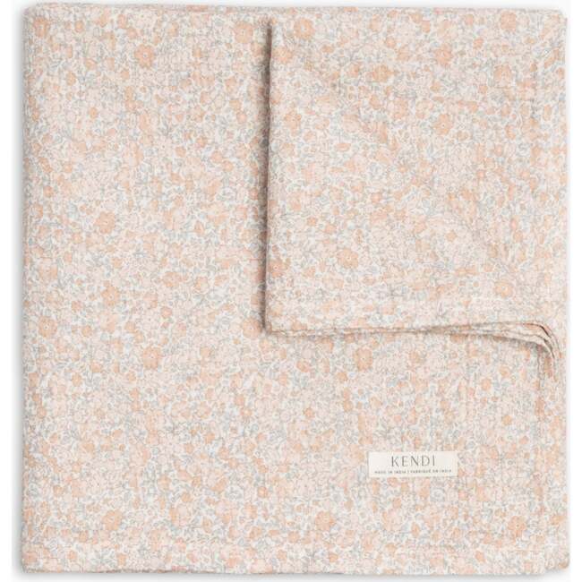 Muslin Swaddle Blanket, Belmont Floral / Shell + Powder