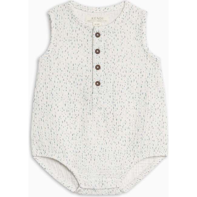 Bowie Muslin Bubble Romper, Pinehurst / Powder + Shell