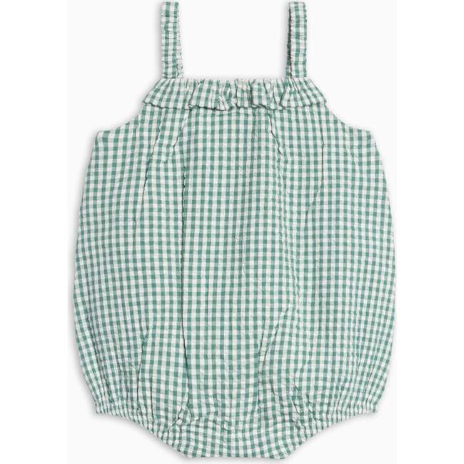 Rosalie Seersucker Ruffle Bubble Romper, Laguna Gingham