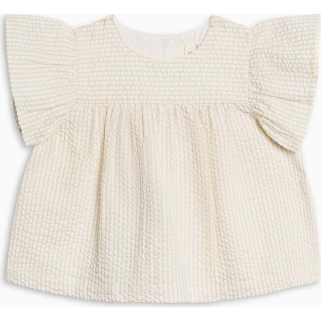 Viv Seersucker Ruffle Top, Dune Stripe