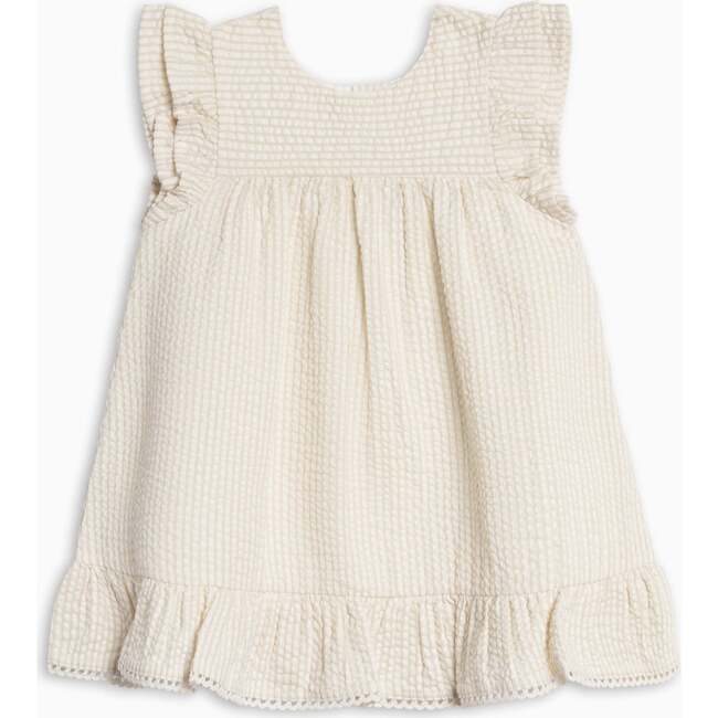 Lorena Seersucker Double Ruffle Sleeve Dress, Dune Stripe