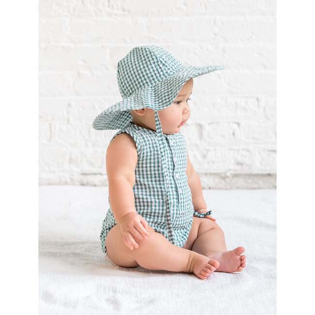 Wren Seersucker Bubble Romper, Laguna Gingham