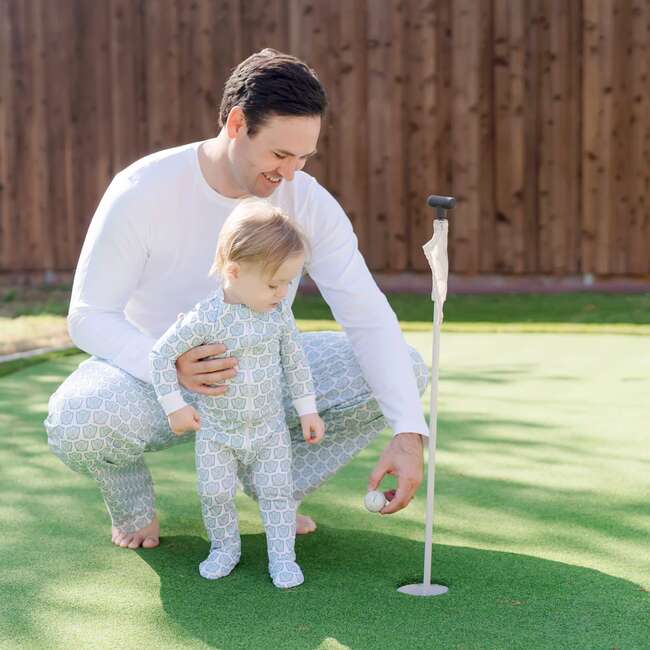 Parker Boys' Zipper Pajama Golf Crest Blue - Footie Pajamas - 3