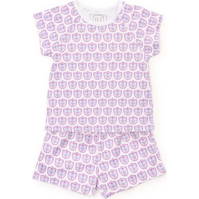 Emery Girls' Short Set - Tennis Crest Pink