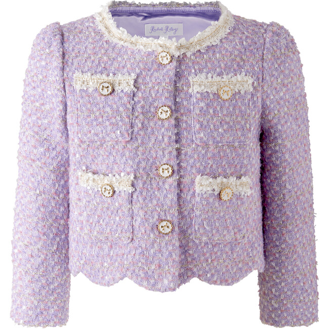 Tweed Scalloped Skirt Set, Purple