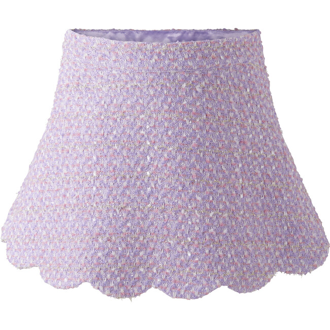 Tweed Scalloped Skirt Set, Purple