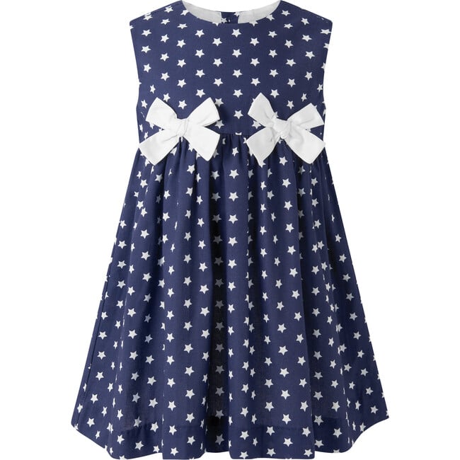 Star Print Bow Dress, Navy