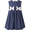 Star Print Bow Dress, Navy - Dresses - 1 - thumbnail