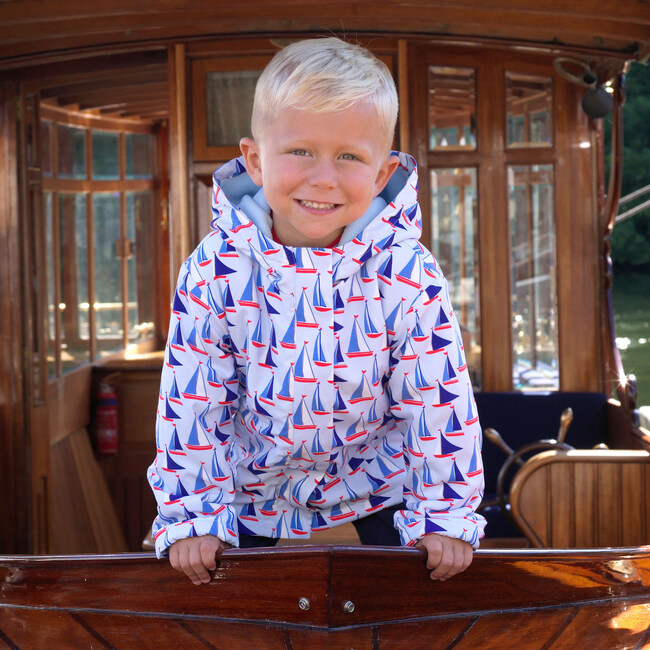 Sailboat Rain Jacket, Blue - Jackets - 3