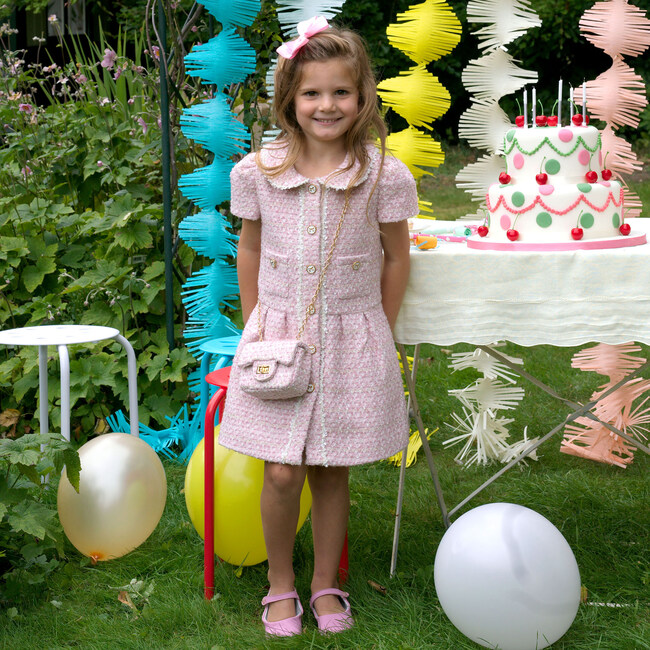 Tweed Dress, Pink - Dresses - 3