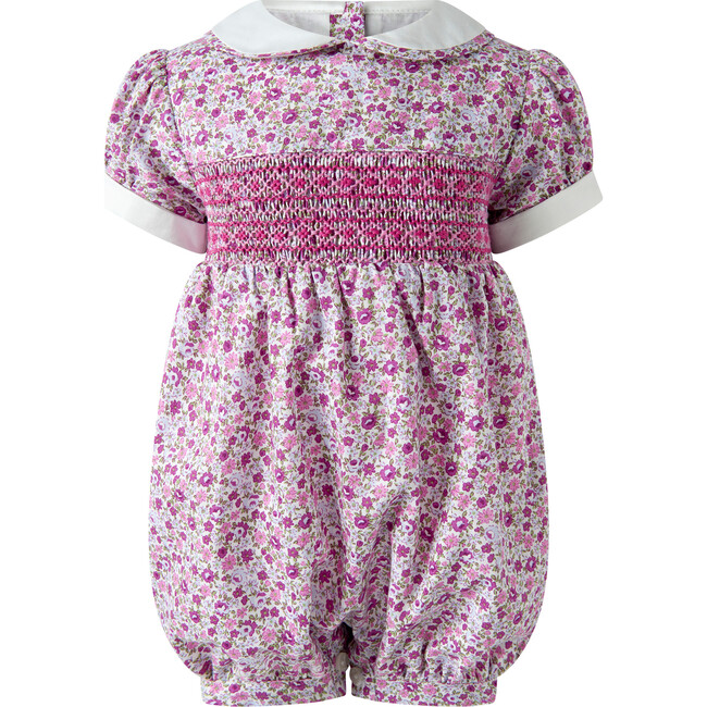 Ditsy Floral Smocked Babysuit, Purple
