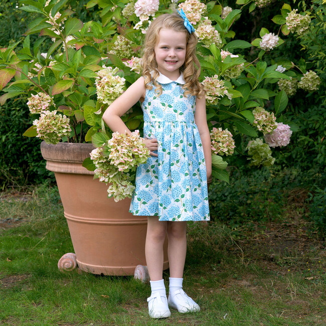 Hydrangea Peter Pan Collar Dress, Blue - Dresses - 3